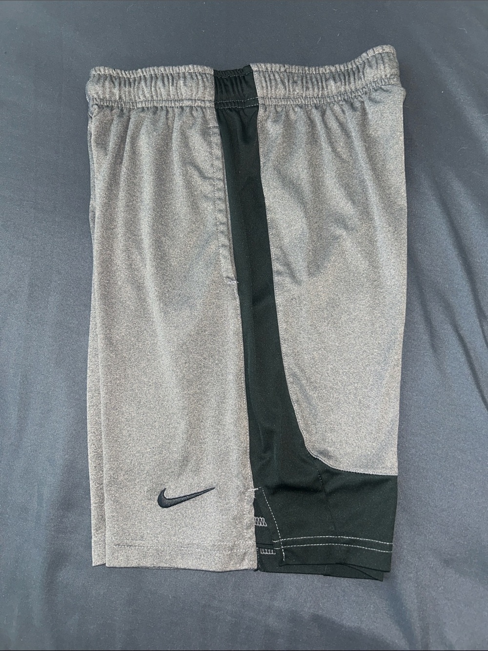 Nike Kids Gray and Black Athletic Shorts with Swoosh